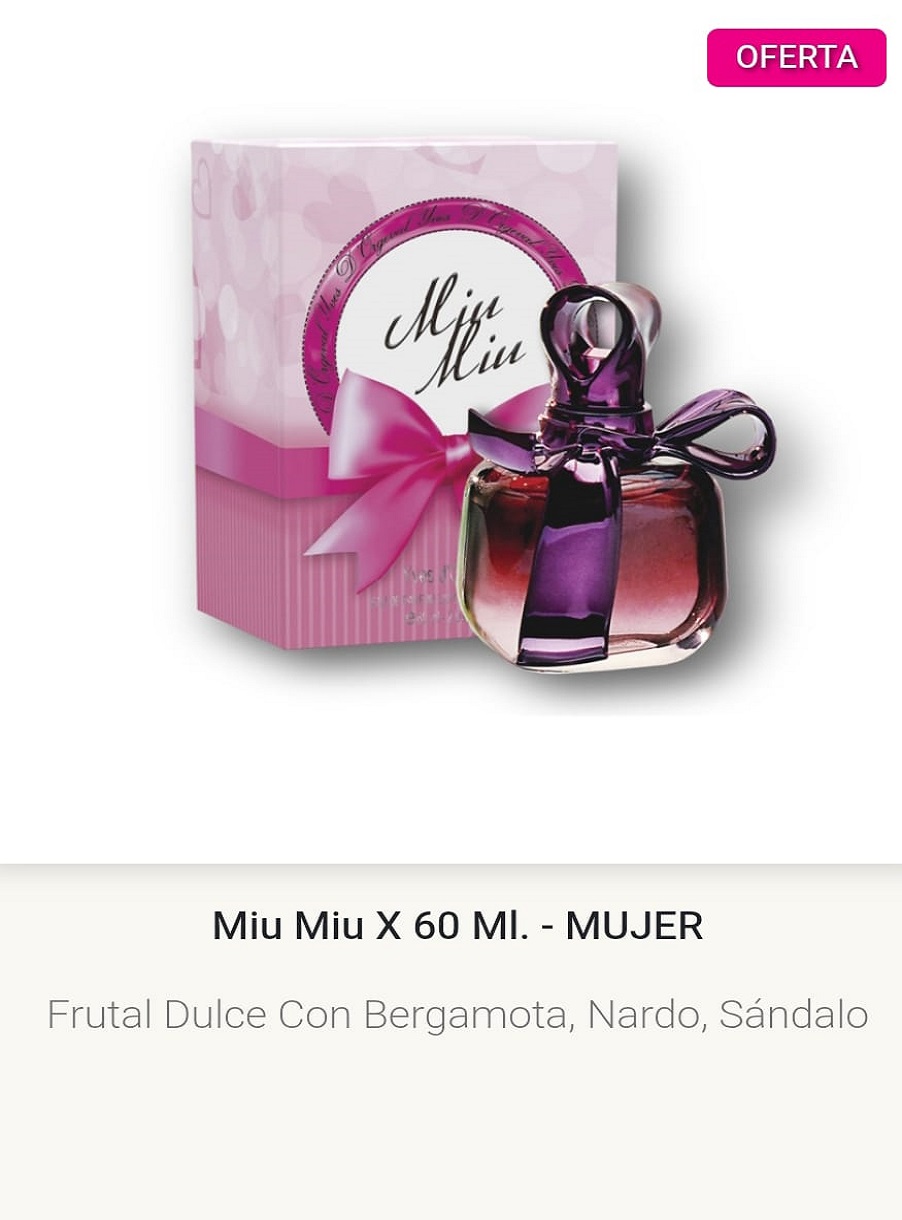 F08 Yves D´Orgeval Parfums Miu Miu Femenino 60 ml Precios Por Mayor