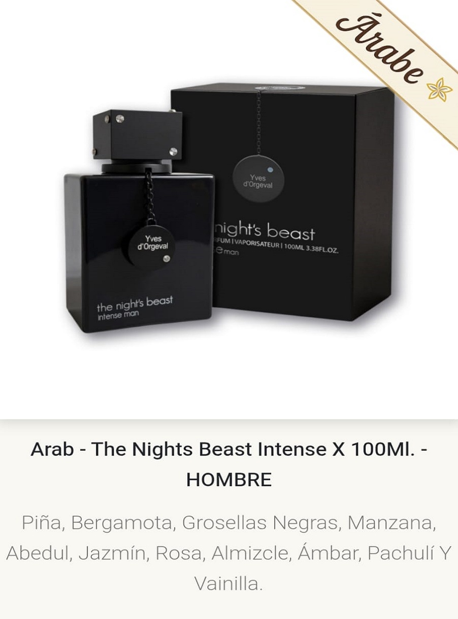 AC10 The Night´s beast Intense 100 ml Arabic Collection By Yves D´Orgeval Parfums