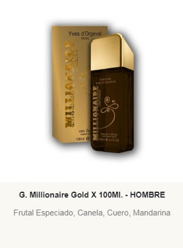 M39 Yves D'Orgeval Parfums G. Millionaire Gold Masculino  100 ml Precios Por Mayor