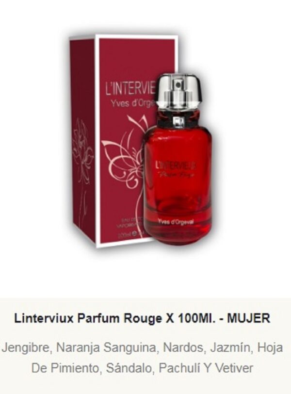 F86 Yves D´Orgeval Parfums L'Inervieux Parfum Rouge  Femenino 100 ml